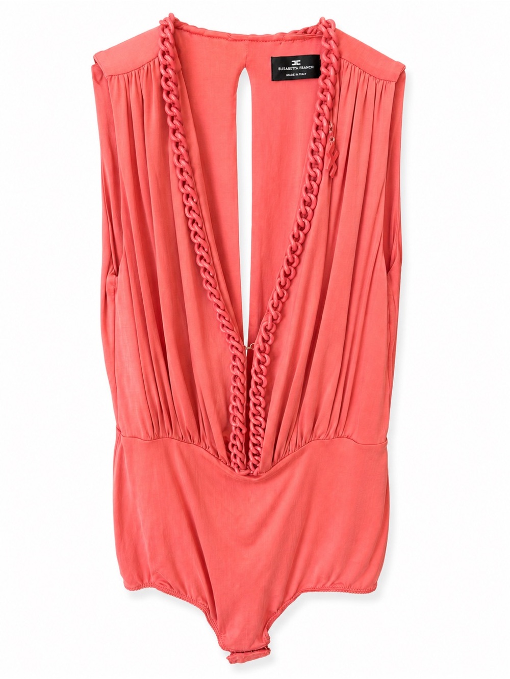 Elisabetta Franchi Coral Sleeveless V-Neck Bodysuit